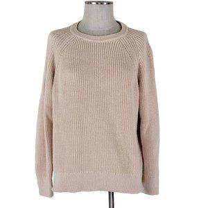 J Crew Sweater Size XL Ribbed Knit Crew Neck Long Sleeve Fisherman Cotton BN190